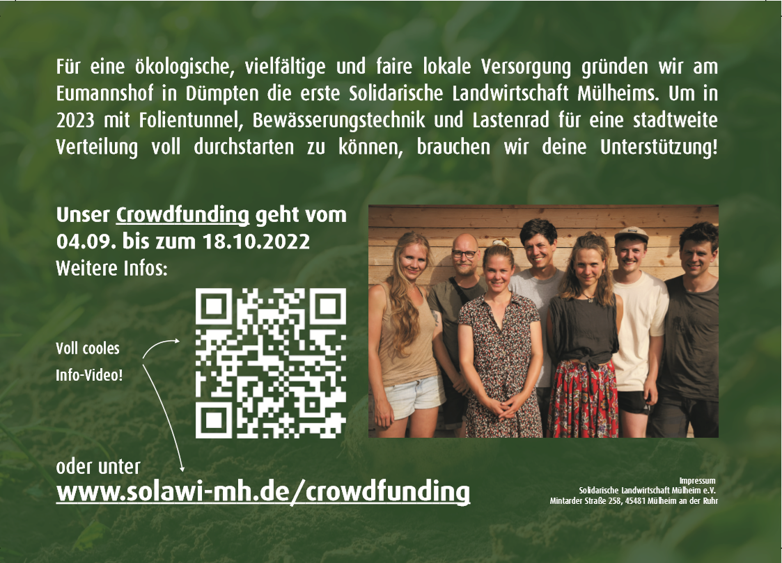 Startschuss des Crowdfundings des SOLAWI in MÜLHEIM 1